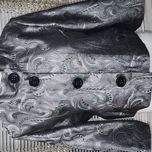 MSK Silver Paisley Blazer with Black Buttons